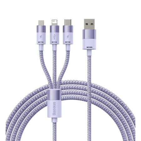 Baseus CAXS000005 3in1 USB cable StarSpeed Series USB-C + Micro + Lightning 3.5A 1.2m - Purple