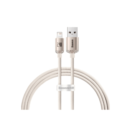 Baseus Crystal Shine 20W 2.4A USB To Lightning Cable 1.2m Pink - CAJY001104