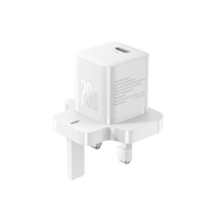 Baseus GaN5 Mini Fast Charger Portable Type-C 20W Charger Adapter UK Plug - White