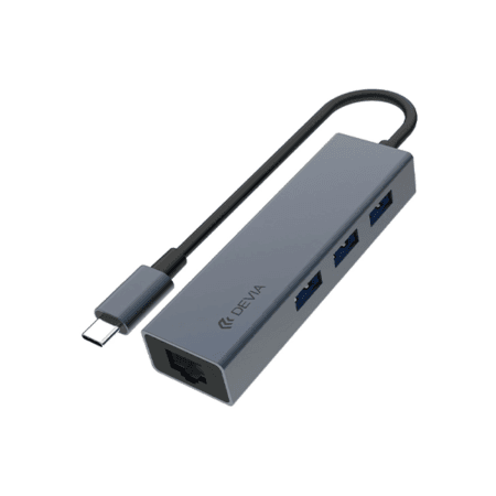 Devia Leopard Series Type-C to RJ45 + 3 USB 3.0 Hub Adapter