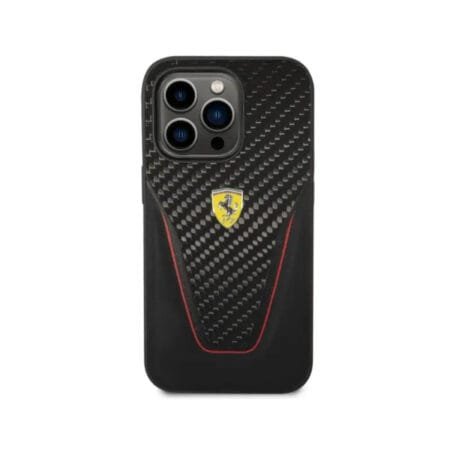 Ferrari Carbon Fiber And Leather Case Aperta iPhone 14 Pro - Black