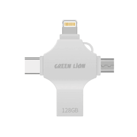 Green Lion 4-in-1 USB Flash Drive 128GB - Silver GN4IN1USB128SL