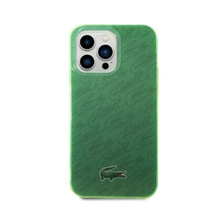 Lacoste Hard Case IML Double Layer & Dyed Bumper Signature Pattern Compatible with iPhone 14 Pro Max - Green