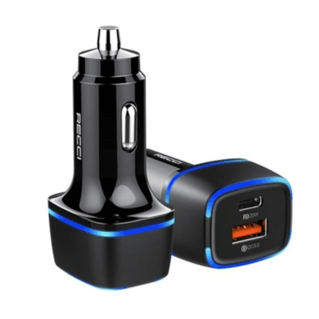 Recci RQ02 PD 20W+18W Car Charger Black