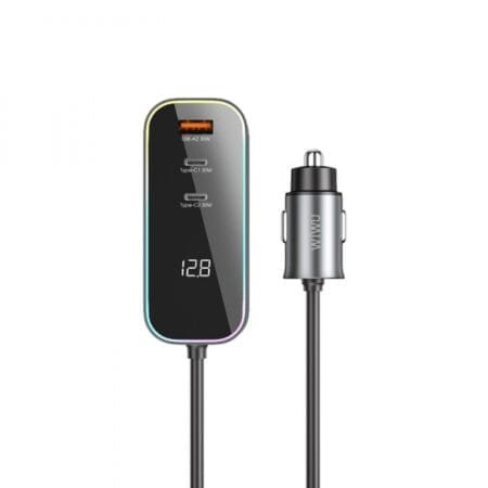Wiwu WI-QC014 Extend 120W Dual USB-A + Dual USB-C Car Charger - Space Gray