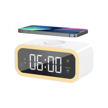 Wiwu Wi-W015 15W Wireless Charger With Digital Alarm Clock - White